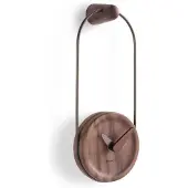 Nomon Micro Eslabon Horloge Murale Micro Eslabon T | Ring in graphite finished brass, walnut box, hands in walnut and graphite finished brass
