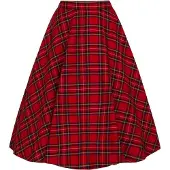Hell Bunny Jupe mi-longue Rockabilly de - Jupe Irvine - XS - 4XL - pour Femme - rouge - Taille L