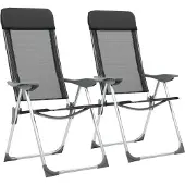 vidaXL Chaises de camping pliantes, lot de 2, en aluminium noir