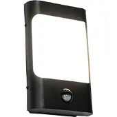 QAZQA Applique murale noire avec LED IP44 et détecteur de mouvement - Khuvan