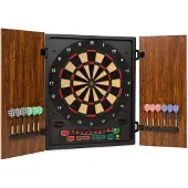 Klarfit Dartmaster 180 Cible Jeu de fléchettes électronique Embouts souples - marron