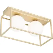 QAZQA Plafonnier design doré avec verre blanc 2 lumières - Aniek