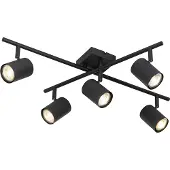 QAZQA Plafonnier moderne noir 5 lumières réglable carré - Jeana