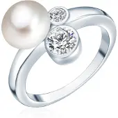Valero Pearls Bague argent / transparent / blanc perle