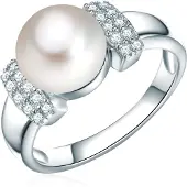 Valero Pearls Bague argent / blanc perle