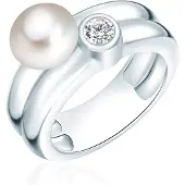 Valero Pearls Bague argent / blanc perle