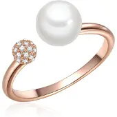 Valero Pearls Bague or rose / blanc perle