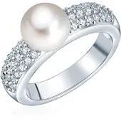 Valero Pearls Bague argent / blanc perle