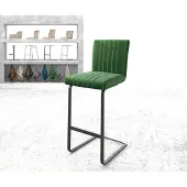 DELIFE Chaise-de-bar Luiga-Flex velours vert chaise cantilever métal plat
