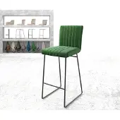 DELIFE Chaise-de-bar Luiga-Flex velours vert cadre de patins métal