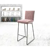 DELIFE Chaise-de-bar Luiga-Flex velours rosé cadre de patins métal