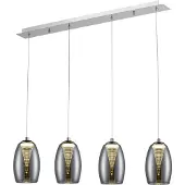 Brilliant LED Suspension Metropolis | plafonnier stylé et élégant | chrome/métal/verre | verre fumé | 4-flamme | LED incl. | 20W