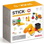 Magformers Jeu avec aimants Stick-O, Ensemble de construction de véhicules, 26 pièces