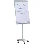 Franken Flipchart PRO Mobil FC41, 5 roulettes, réglable en hauteur, magnétique, bac de rangement, tableau 670 x 950 mm