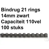 GBC Baguettes à relier , plastique, Ø 14 mm, 100 p., noir