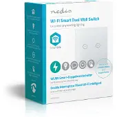 Nedis SmartLife interrupteur mural - Wi-Fi - Dual - support mural - 1000 W - Android / IOS - verre - blanc