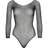 Leg avenue Body Résille Manches Longues à Strass de Noir Unique, convient su Small au Medium-Large