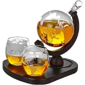 Mikamax Carafe avec Deux Verres et Plateau - Navire en Globe