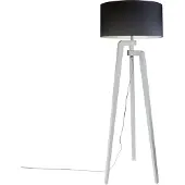 QAZQA Lampadaire trépied blanc avec abat-jour 50 cm noir - Puros