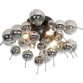 QAZQA Plafonnier design noir avec verre fumé 4 lumières - Explode