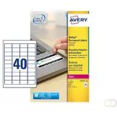 Avery Zweckform Étiquettes L6145-20, infalsifiables, extrêmement résistantes, adaptées aux imprimantes laser noir et blanc, 45,7 x 25,4 mm, 800 pièces/20 feuilles A4, film acrylique, blanc