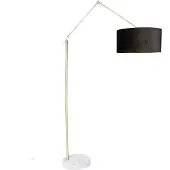 QAZQA Lampadaire moderne avec abat-jour en velours doré noir 50 cm - Editor