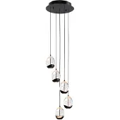 Highlight Suspension Clear Egg noir 5 lumières