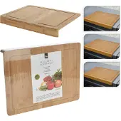 Excellent Housewares Planche à découper avec contre-lame, Planche à découper, Marron