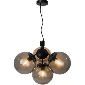 Noortrade Suspension 4 lumières Ivona noir avec verre fumé