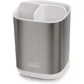 Joseph Joseph Porte-brosse dents en acier inoxydable EasyStore, organiseur de rangement pour salle de bain, petit format