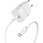 Otterbox EU Wall Charger 20W - 1X USB-C 20W USB-PD + USB C-Lightning Cable 1m, Cloud Dust White