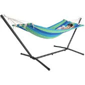 Detex Hamac vert à rayures 200x80cm avec cadre en métal