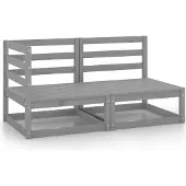vidaXL Ensemble salon de jardin 2 pièces gris pin massif