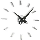 Nomon Puntos Suspensivos Horloge Murale 12ts | Chromed, Black Steel Hands