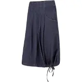 Bonprix Jupe en jean extensible avec plis religieuse, lien à nouer et taille confortable