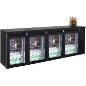 CombiSteel Réfrigérateur de bar noir à 4 portes vitrées
