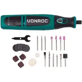 Vonroc Outil multifonction rotatif 8V | 24 accessoires et chargeur incl.