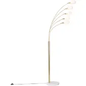 QAZQA Lampadaire design en laiton avec verre opale 5 lumières - Sixties Marmo