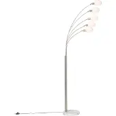 QAZQA Lampadaire design en acier avec verre opale 5 lumières - Sixties Marmo