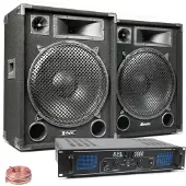 Skytec MAX15 mit SPL1000 -Verstärker - 1000W komplette Installation (Actif), Haut-parleur PA, Noir