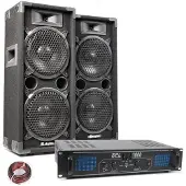 Skytec MAX28 mit SPL1000 -Verstärker - 1000W komplette Installation (Passif), Haut-parleur PA, Noir