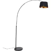 QAZQA Lampe d'arche moderne noire avec or - Arc Basic