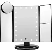 Uniq Miroir de maquillage Hollywood à trois volets, avec 21 LED et effet grossissant