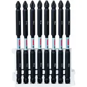 Bosch Impact Ph2x4/pz2x4 110 Mm Cross-shaped Bits Set 8 Units Noir