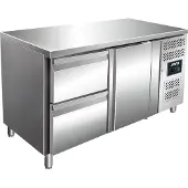 Saro Établi réfrigéré en acier inoxydable avec 1 porte et 2 tiroirs | 136 x 70 x 89/95 cm