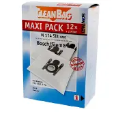 Cleanbag Sacs à poussière Maxi Pack, 12 sacs + 2 filtres M 174 SIE convenant à Bosch/Siemens G XL, G XXL, G ALL, No. 2687438174