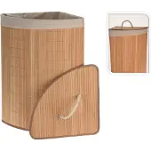 Huismerk Panier à linge - bois de bambou - avec couvercle - naturel - 35 x 35 x 60 cm - 70 litres - pliable