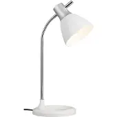 Brilliant Lampe de table Jan | lampe de table sobre | métal/plastique | argenté/blanc | interrupteur à poussoir | 1x E27 max. 40 W