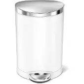 Simplehuman Poubelle Simplehuman Semi Round Inox Blanche 6L