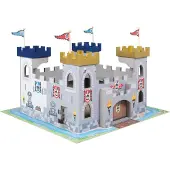 Roba Château De Chevalier En Bois - Grand Château 3 En 1 Divisible En Deux - Bleu, Gris, Jaune